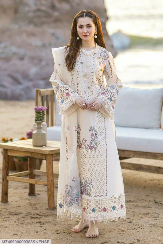 3 Pcs women's unstitched embroiderd Suit