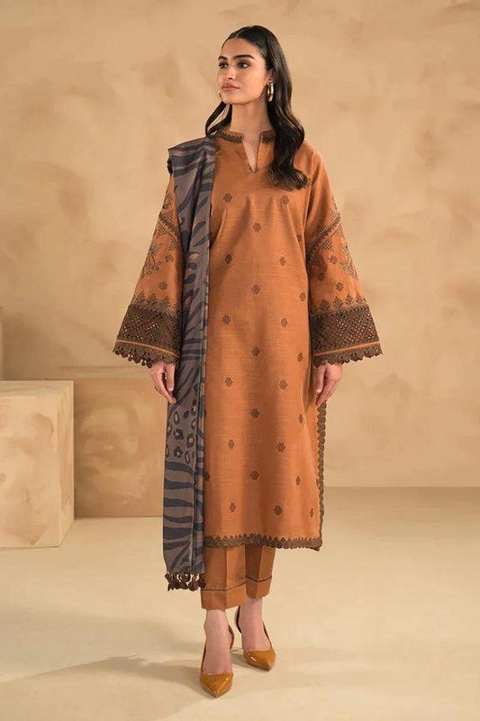 3Pcs women's unstitched embroidered suit