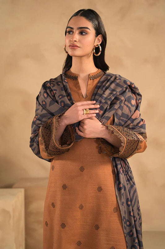 3Pcs women's unstitched embroidered suit